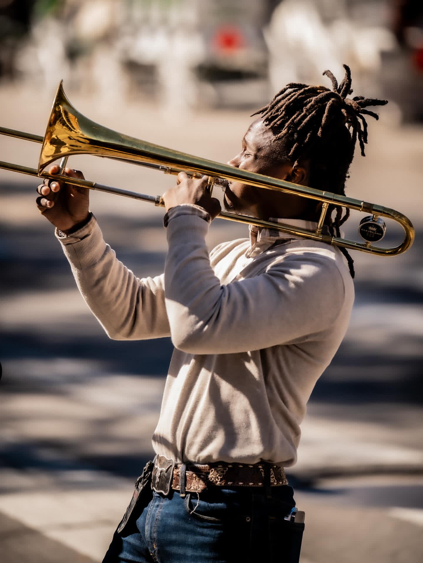 Maurice with his guitar on Broadway, Nashville